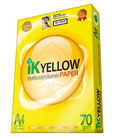 IK Yellow Photocopy Paper A4 70GSM 500 Sheets/Ream 5's/Carton